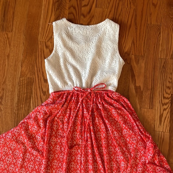 Pink&White Dress Size 10 Lace and Cotton Very soft! Two bows: front & back - Picture 5 of 5